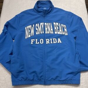 1991 Alvin Tourist New Smyrna Florida Men's Med Blue Windbreaker Jacket Full Zip